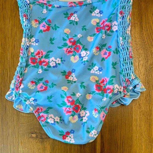 CATH KIDS Floral Swimsuit Girls 3-4 3T 4T Toddler Girl Pink Blue Cross Back - Picture 5 of 7